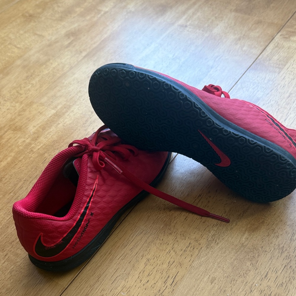 Nike indoor soccer shoes- Kids Red and Black Low-Top Sneakers